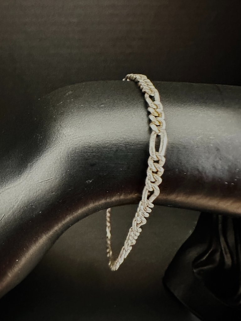 Italian Sterling Silver Figaro Link Bracelet 8  6g  Cdi